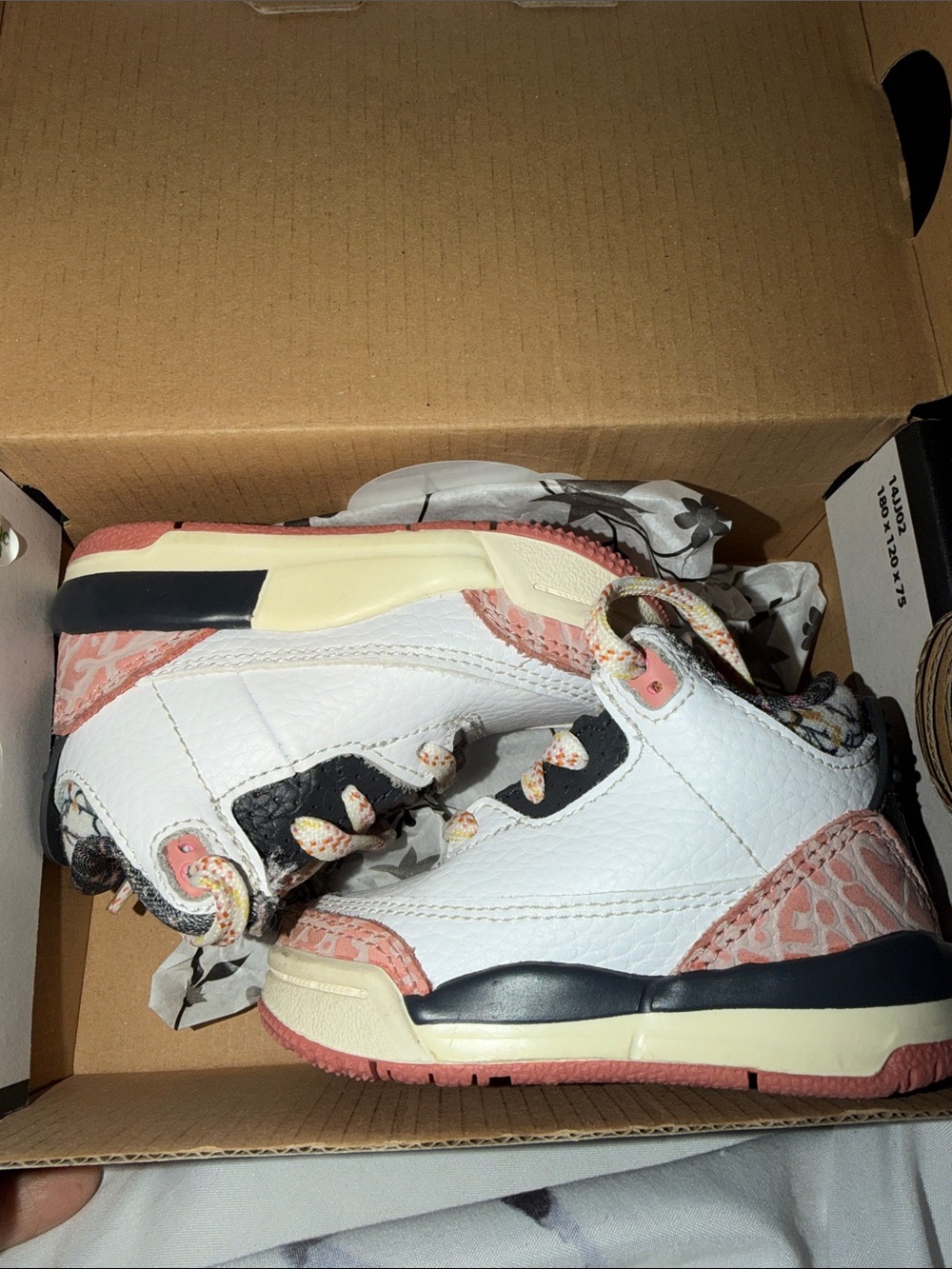 Baby 3c Jordan Kids White and Pink Retro-Style Sneakers